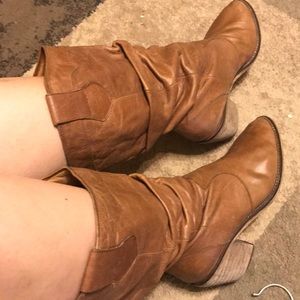 Rustic slouched cowboy boots
